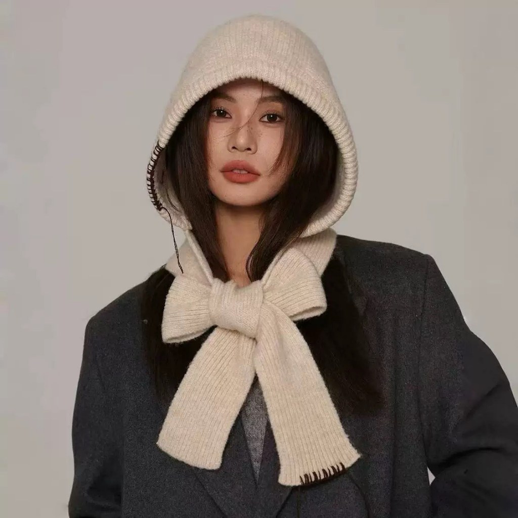 Hood Set Cozy หมวกไหมพรมทรงฮู้ด