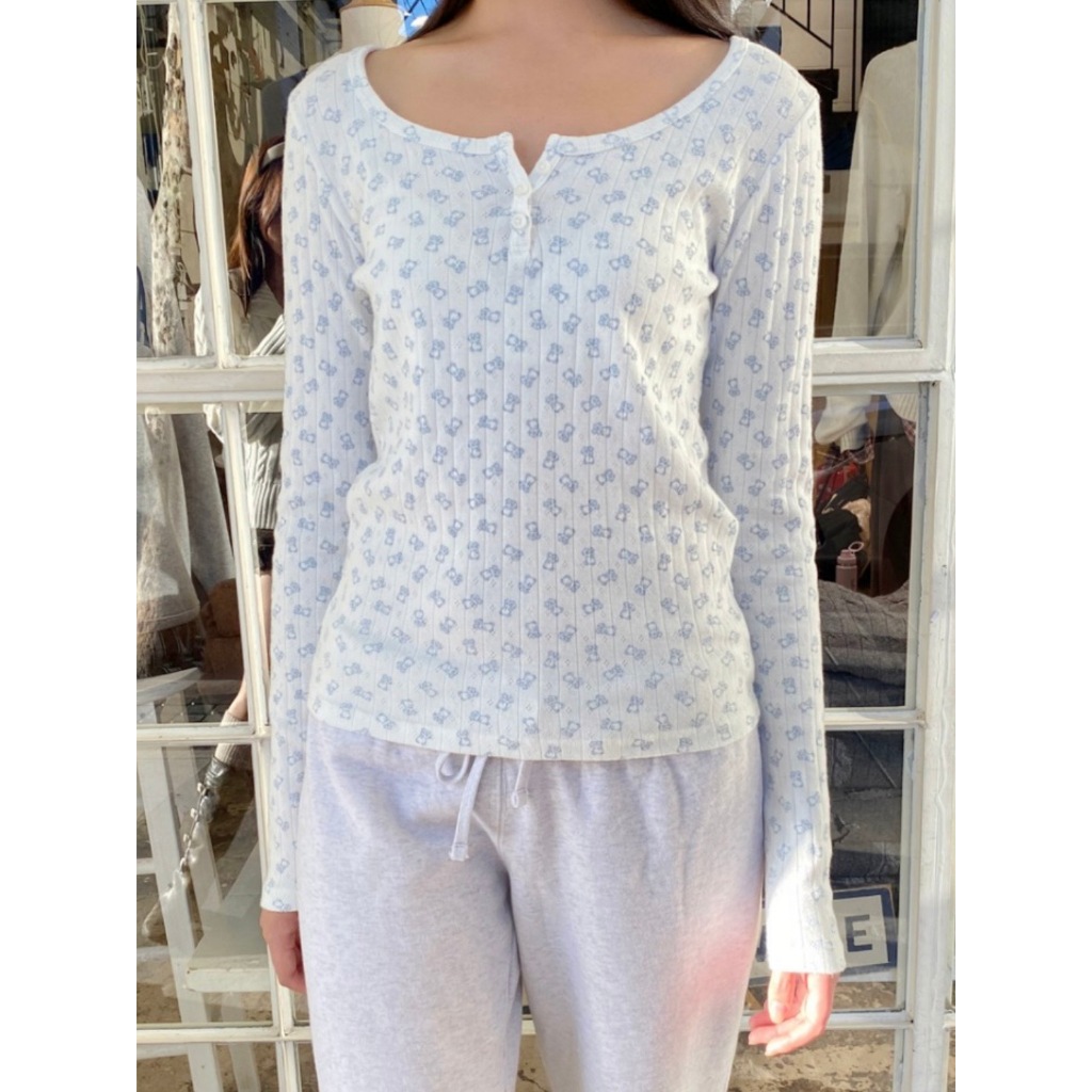 (พร้อมส่ง) BrandyMelville Zelly Teddy Bear Top เสื้อแขนยาว ของแท้จากช็อป
