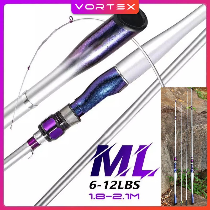 คันเบ็ดตกปลา คันเบ็ด 2 ส่วน น้ำหนักสาย 6-12LB น้ำหนักเหยื่อ 8-25G คันเบ็ดตกปลา M ทำจากคาร์บอนไฟเบอร์