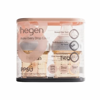 [ส่วนลด] Hegen ขวดนมสีชา ขวดนมhegen 5oz/150ml แพ็ค 2 ชิ้น จุกเสมือนนมแม่ #1 Slow Flow 0-3m ตามเกณฑ์