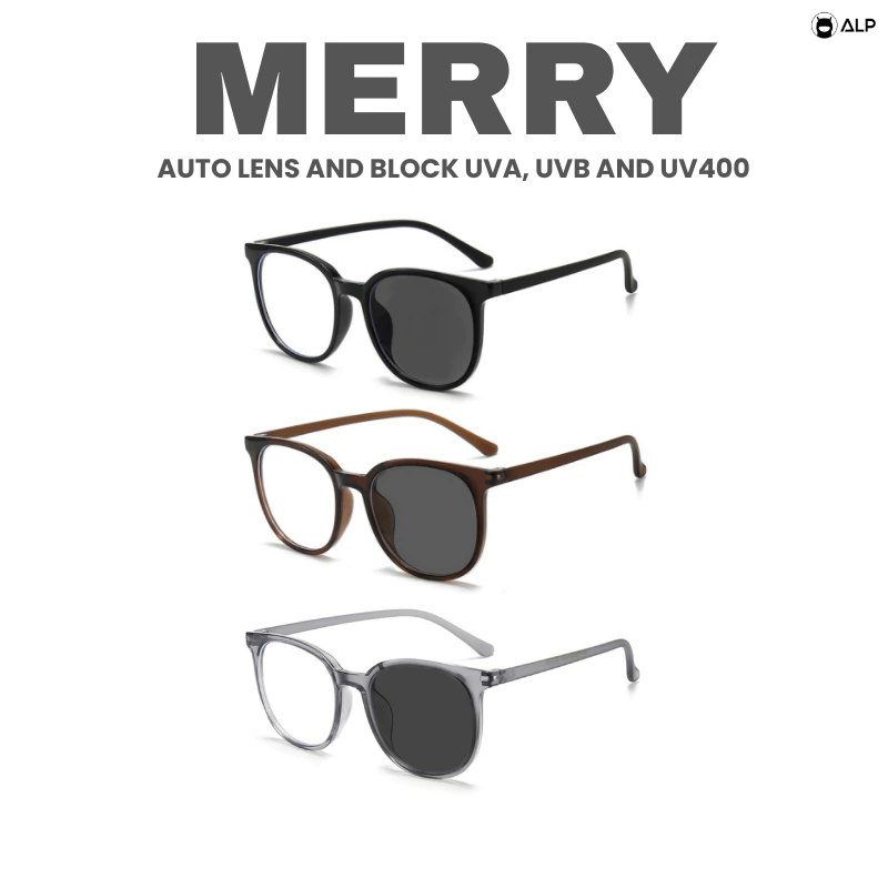 ALP Merry แว่นตากรองแสงสีฟ้า ทรงหยดน้ำ เลนส์เปลี่ยนสี กันUV400 เลนส์ออโต้ ALP-SN0110