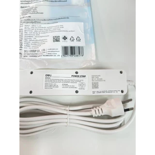 Deli ปลั๊กพ่วง ปลั๊กไฟ 3 ตา ปลั๊ก กำลังสูงสุด 2300W ยาว 3 5 เมตร วัสดุทนไฟ 750 ํC มาตรฐาน มอก รับประกัน1ปี Power Socket