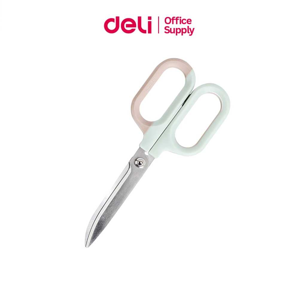 Deli กรรไกรปลายมน กรรไกรตัดกระดาษ น้ำหนักเบา ใบมีดแหลมคม มีให้เลือก 3 สี Scissor