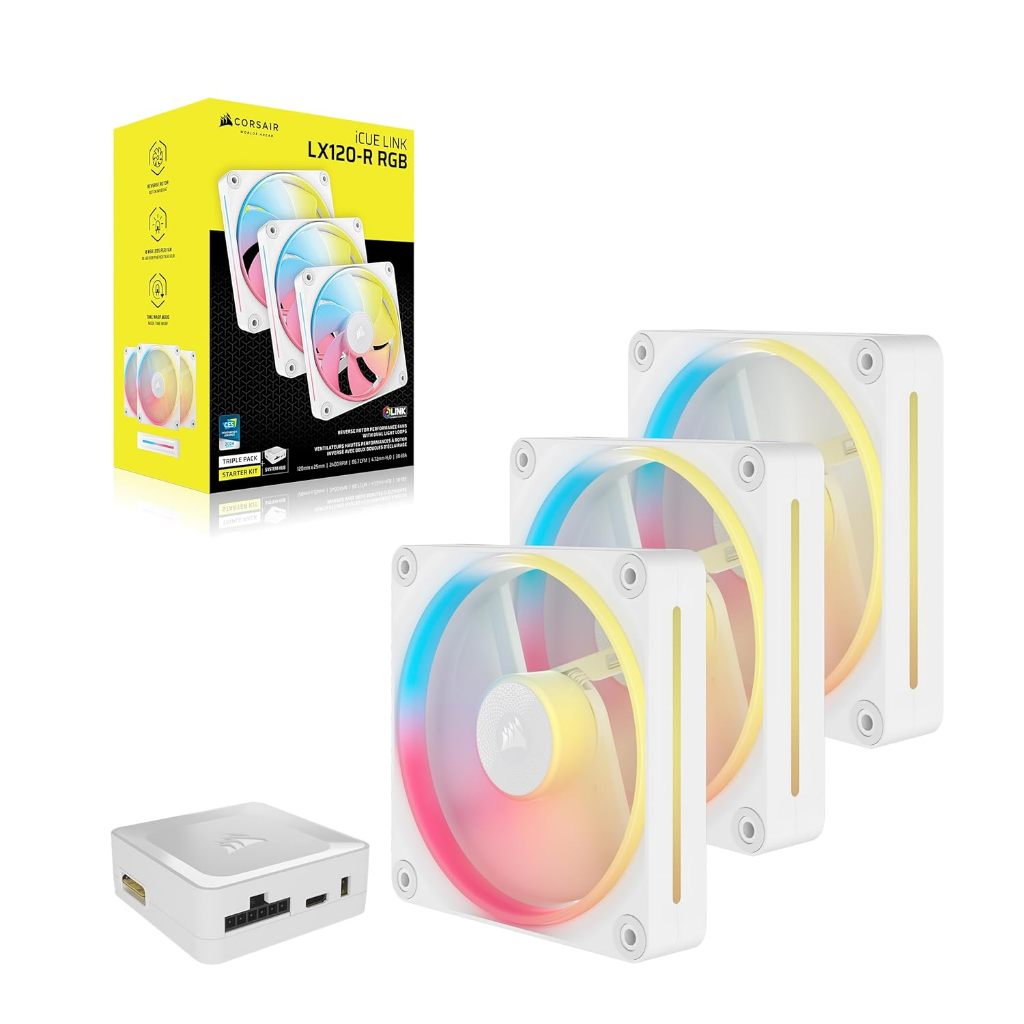 CORSAIR iCUE LINK LX120-R RGB 120mm PWM Reverse Fans Starter Kit - White CO-9051054-WW