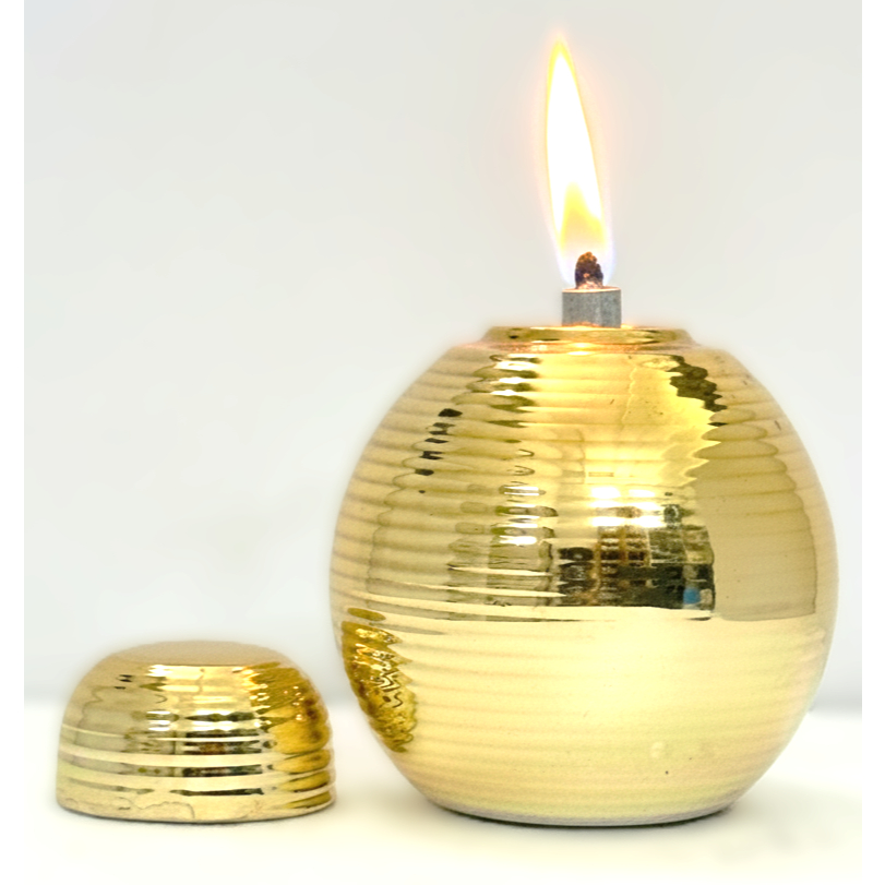 ROOM Golden Sphere Lantern Oil Lamp Home Decor /ตะเกียงน้ำมันเซรามิคสีทอง/ตะเกียงไส้ใช้น้ำมัน