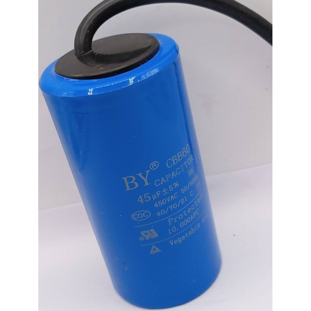 แคปรัน 45uf 450v คุณภาพสูง รุ่นมีสาย มอเตอร์ เครื่องใช้ไฟฟ้า เช่น เครื่องซักผ้า, แอร์, พัดลมอุตสาหกรรม, ปั้มน้ำ ฯ