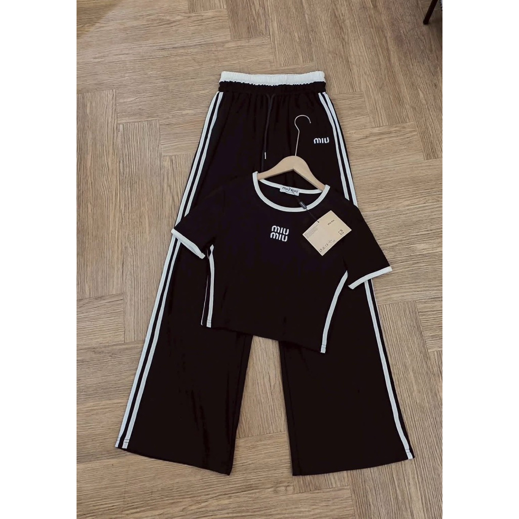 Pro-Ord ชุดเซต2ชิ้น เสื้อกางเกงขายาว miumiu ผ้าcotton