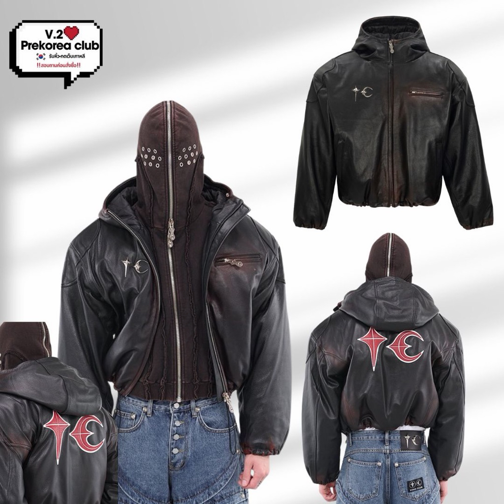 [preorder🇰🇷สอบถามก่อนสั่งซื้อ]แจ็คเก็ต Thug club Big Rock Leather Jacket