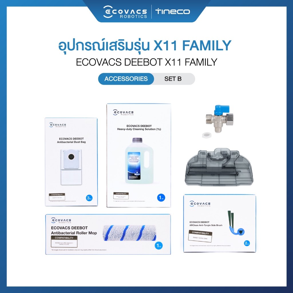 ECOVACS DEEBOT X11 FAMILY ACCESSORIES  - อุปกรณ์เสริมของรุ่น DEEBOT X11 FAMILY - SET B