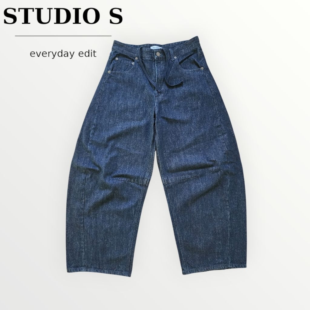กางเกงยีนส์ญี่ปุ่น ทรง Barrel ขาโค้ง Unisex เอวเชือกรูด FREAK’S STORE กางเกงทรงสวย ใส่ได้ทั้งชายหญิง