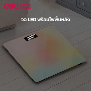 Deli เครื่องชั่งน้ำหนัก ที่ชั่งน้ำหนัก มีหลากหลายสีให้เลือกสรร รองรับน้ำหนัก 5-180kg Weighing Scale