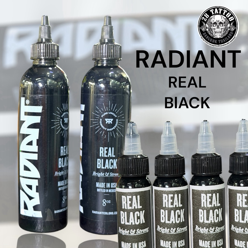หมึกสักแท้ usa. Radiant Real Black ขนาดใหญ่ 8 Oz และ ขวด 1oz  2oz