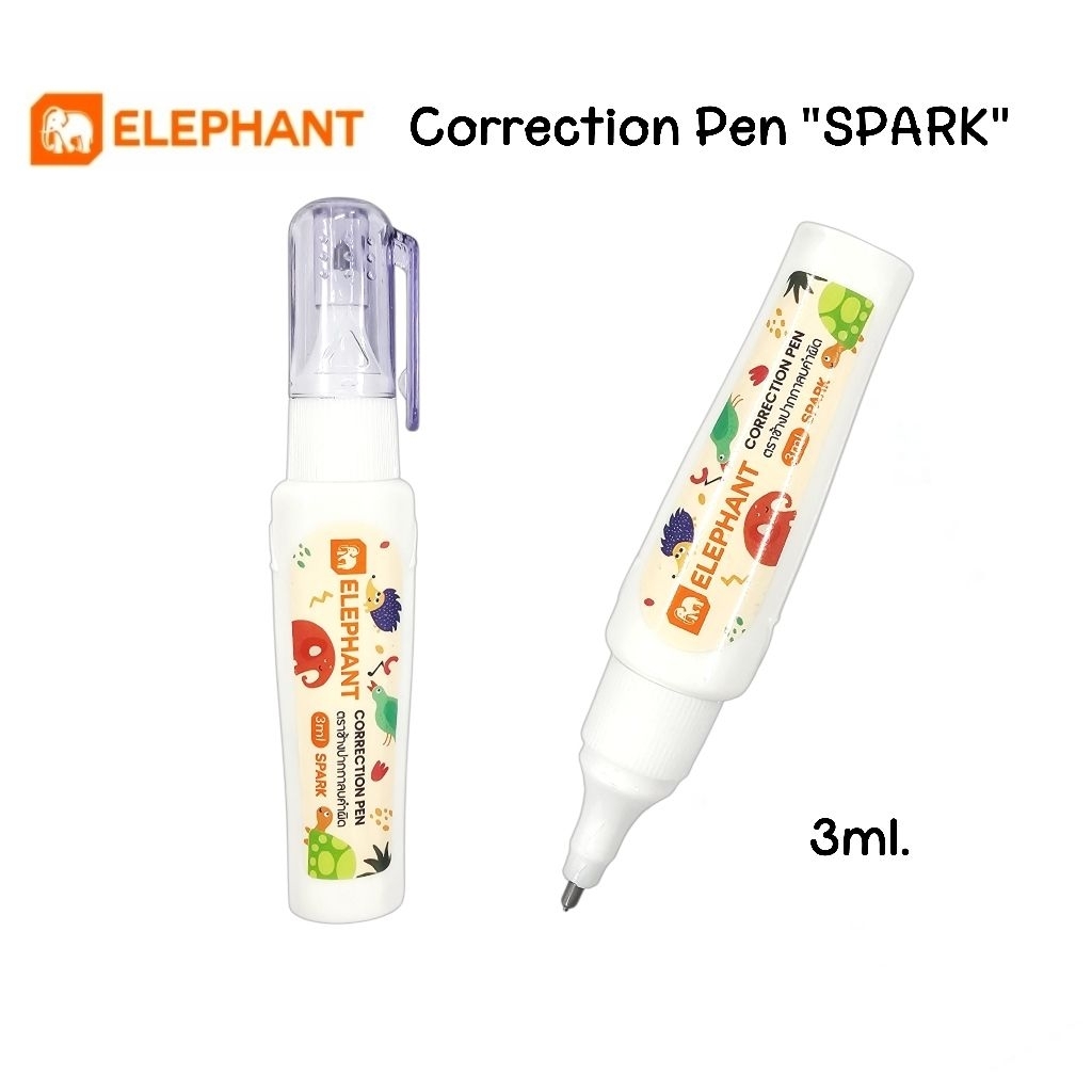 ปากกาลบคำผิดชนิดหัวเข็ม ตราช้าง ขนาด 3ml. Correction Pen "SPARK" (ราคาต่อ 1 ชิ้น)