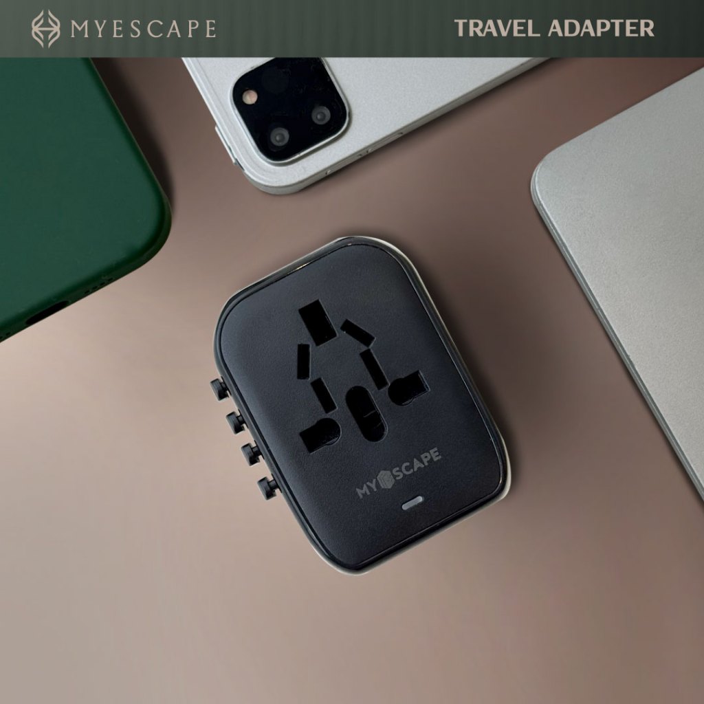 MYESCAPE TRAVEL ADAPTER หัวแปลงปลั้กไฟ รองรับ Fast Charge ใช้งานได้กว่า 150 ประเทศทั่วโลก