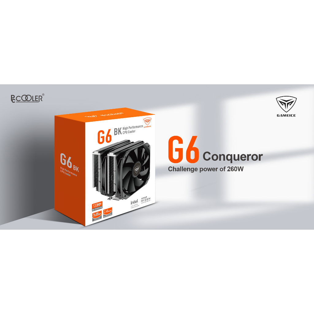 [ซิงค์ลม 6 ท่อ] GAMEICE CPU Cooler G6 Dual Tower