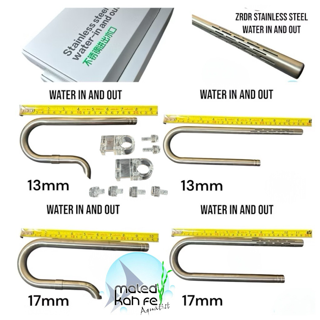 รุ่นใหม่ ท่อคู่ ZRDR STAINLESS STEEL WATER IN AND OUT flow น้ำเข้าออกกรอง สแตนเลส ขนาด 13 มม และ 17 มม พร้อมตัวจับท่อ
