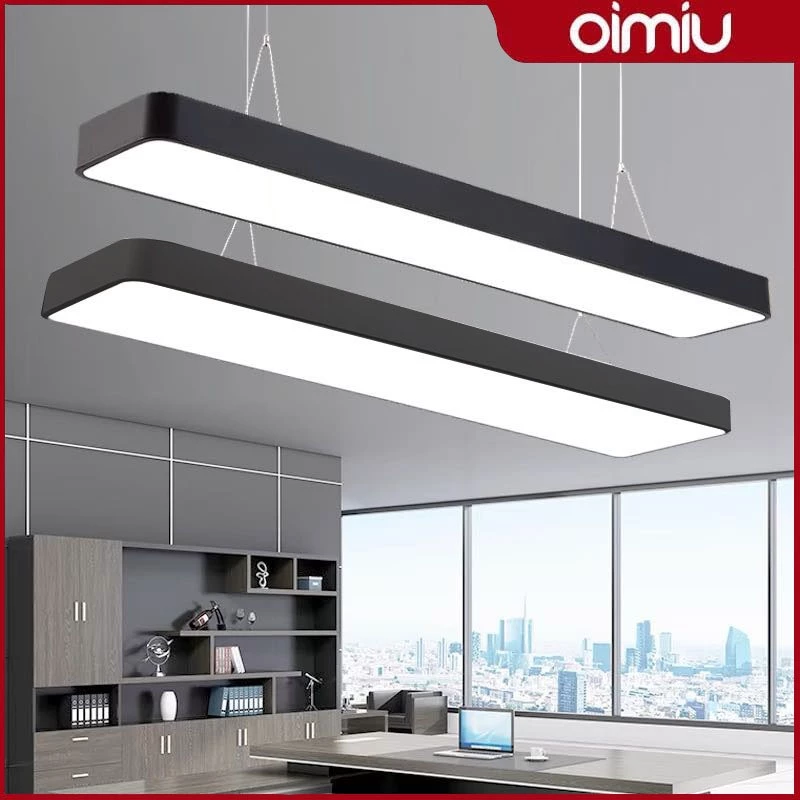 OIMIU Ceiling Lights Office Lamp โคมไฟออฟฟิศ โคมไฟห้อยสลิง LED 28W/36W/48W กรอบดำ แขวนสลิง (แสงขาว) ฟรีชุดสลิง โคมไฟแขวน