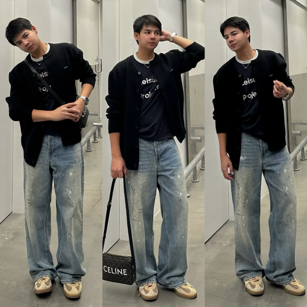 ‼️เปิดขายสินค้าใหม่ Jacob Jeans  กางเกงยีนส์ทรงกระบอกใหญ่ แต่งดีเทลลายเปื้อนสีเท่ๆ เนื้อผ้ายีนส์เกรดพรีเมียม ✨