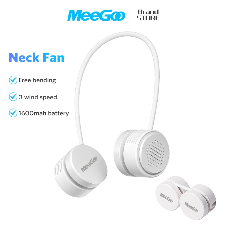 MEEGOO พัดลมคล้องคอ ปรับได้ ระบายความร้อนเร็ว ลมแรง 3 ระดับ เสียงเงียบ แบตเตอรี่ความจุสูง ชาร์จเร็ว