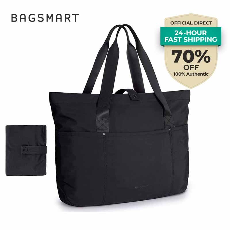 BAGSMART Tote bag กระเป๋าโท้ตพับได้ ความจุใหญ่ กระเป๋าสะพายไหล่สำหรับผู้หญิง ใส่แล็ปท็อปได้ เหมาะสำหรับเดินทางและทำงาน