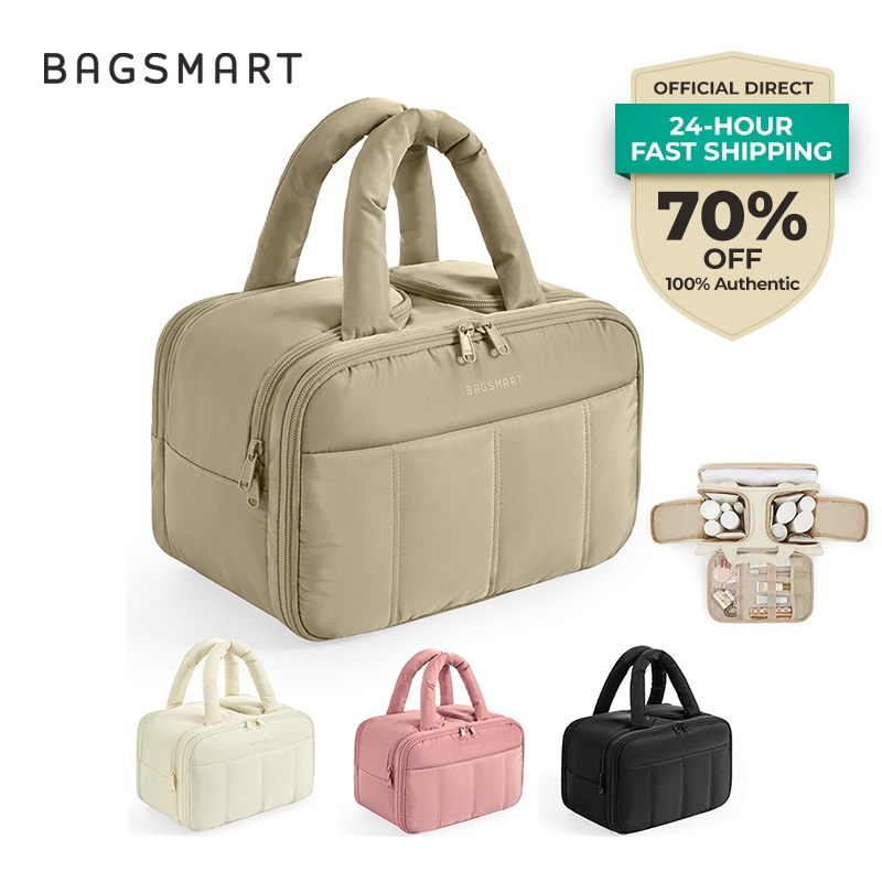 BAGSMART กระเป๋าเครื่องใช้ในห้องน้ำท่องเที่ยว กระเป๋าห้องน้ำขนาดใหญ่สำหรับผู้หญิง ผู้จัดกระเป๋าเครื่องสำอางที่มีน้ำหนักเ