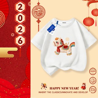 【ส่งวันนี้】เสื้อยืด NASA ผ้าฝ้ายทรงหลวม สำหรับเด็กชาย-หญิง ล…