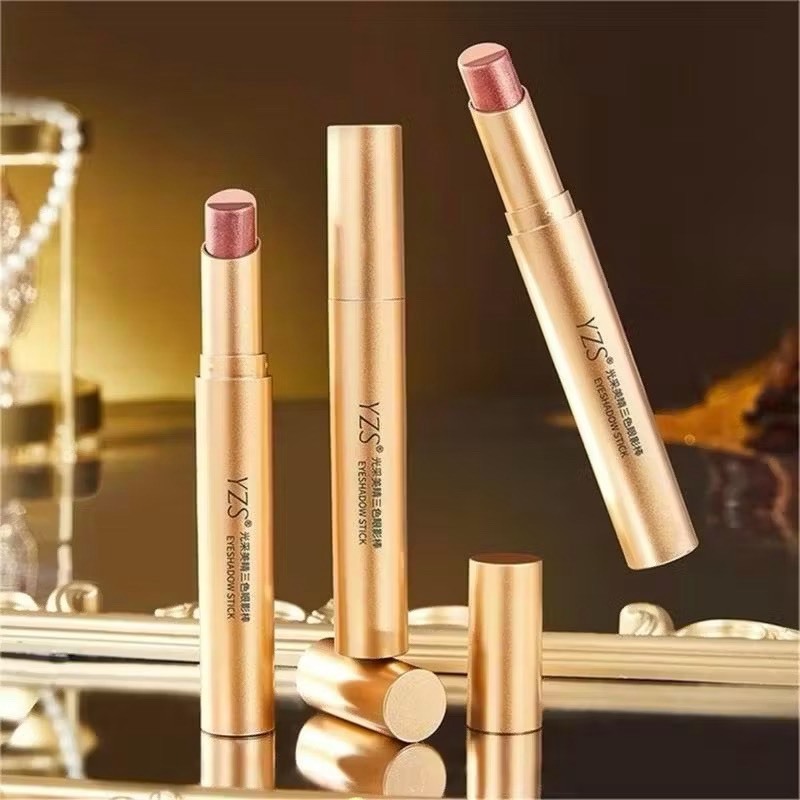 N493 อายแชโดว์แบบแท่ง 3 สี ไข่มุก แฟลช ในแท่งเดียว เนื้อแมท ไฮไลท์ประกายมุก สีสวย กันน้ำ กันเหงื่อ ติดทนนาน