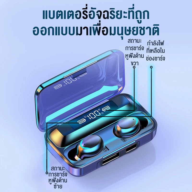 หูฟัง TWS Bluetooth สเตอริโอ แยกเสียงซ้ายขวา thumbnail 7