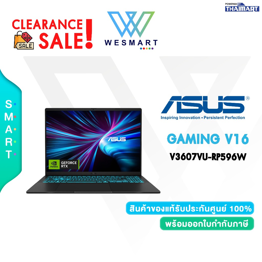 (Clearance0%) ASUS NOTEBOOK GAMING V16 V3607VU-RP596W :DEMO สินค้าตัวโชว์/2Year Onsite