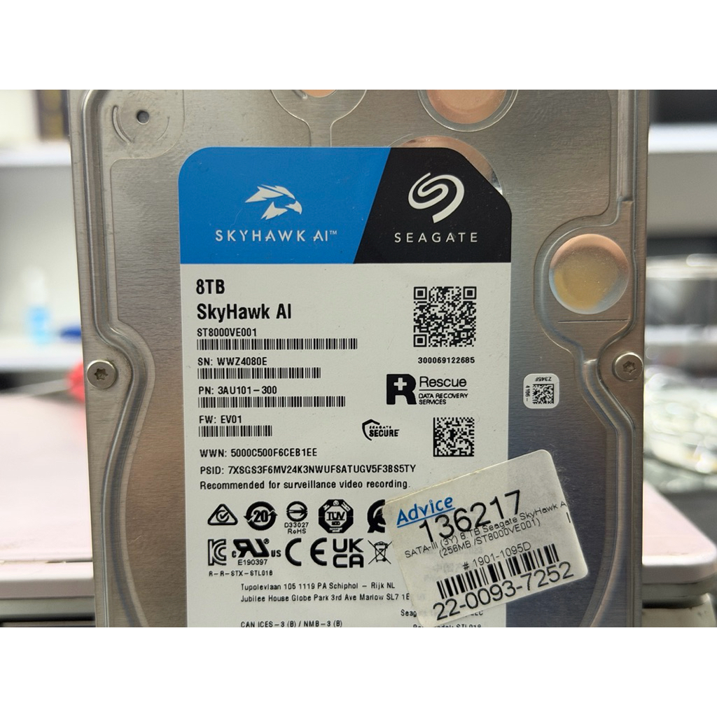 hdd pc 8tb 8 tb pc 3.5 seagate skyhawk ai  สภาพสวย ประกัน 04/2029