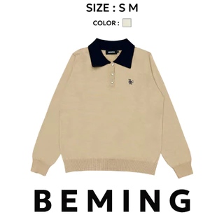 Bemingtop1098(S-M)-BMG Sweet Heart Knit เสื้อแขนยาวคอปก เพิ่มลูกเล่นด้วยกระดุมรูปหัวใจเล็กๆและคอปก