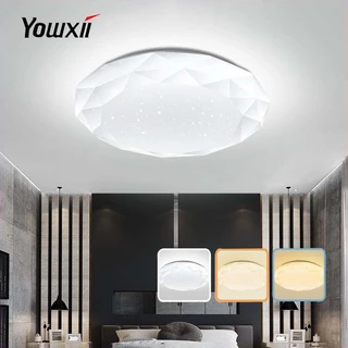 YOWXII โคมไฟเพดาน ไฟห้องนอน ไฟ LED 36W/48W/72W ไฟติดเพดาน 3 สีเปลี่ยน ไฟเพดาน LED ไฟห้องนอน ห้องนอน และห้องทานอาหาร
