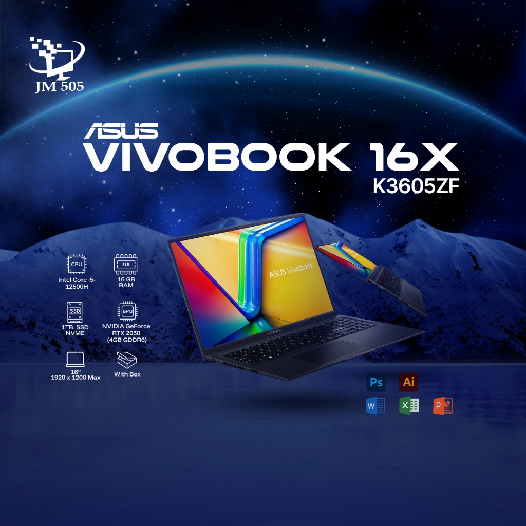 Asus Vivobook 16X K3605ZF 16.0 inch 144HZ (Intel Core i5-12500H, NVIDIA GeForce RTX 2050,16GB RAM,1T