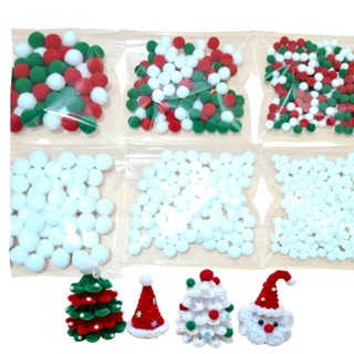 ปอมปอม ขนฟู สีขาวล้วน คละสีคริสต์มาส ขนาด 1cm /1.5 cm/ 2 cm …
