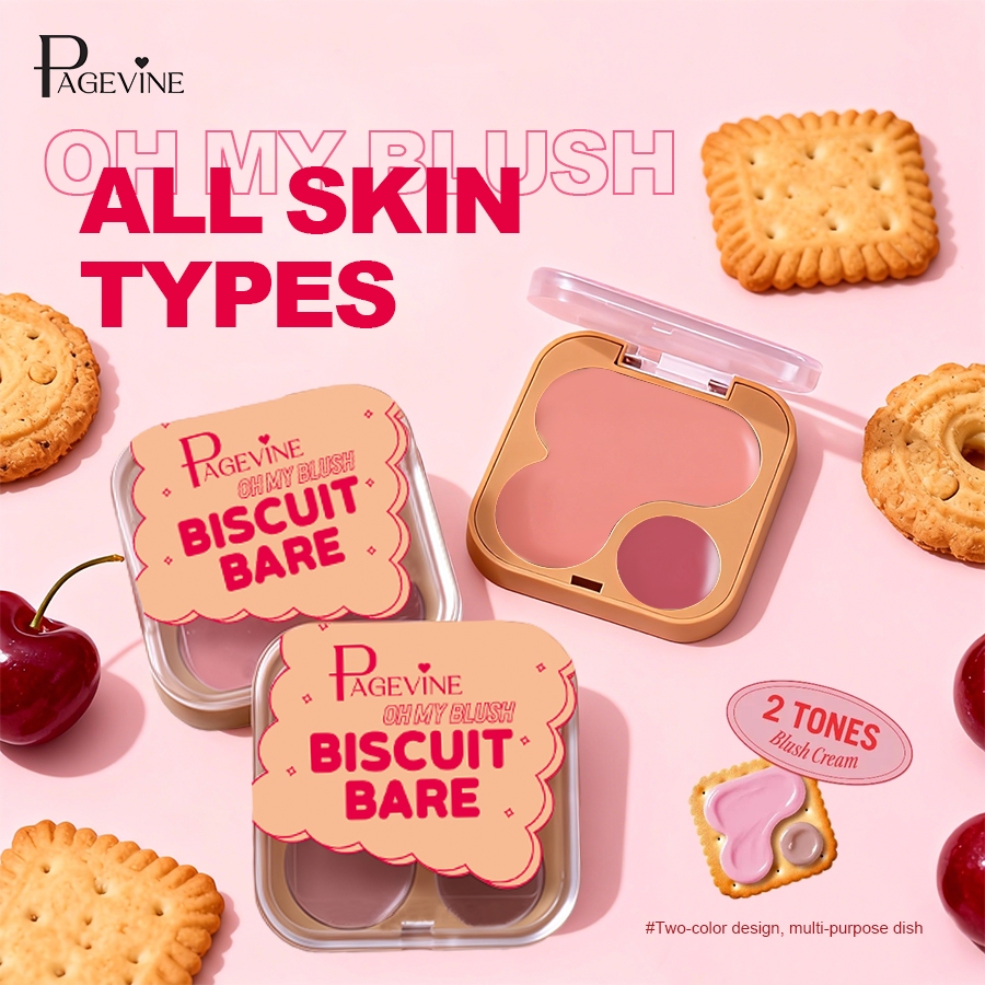 2P Original Oh My Blush Biscuit Bare 3.6g บลัชบิสกิต บลัชครีม 2in1 มาพร้อมกล่องบิสกิตสุดน่ารัก    P0