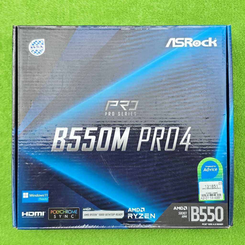 MB ASROCK B550M PRO 4 (AM4) อุปกรณ์ครบกล่อง ประกันศูนย์Advice 03/28 เมนบอร์ดมือสอง