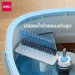 Deli ไม้ถูพื้น ไม้ม๊อบถูพื้น ระบบแยกน้ำเสีย พร้อมรูระบายน้ำ หมุนได้ 360องศา ทำความสะอาดง่าย flat mop