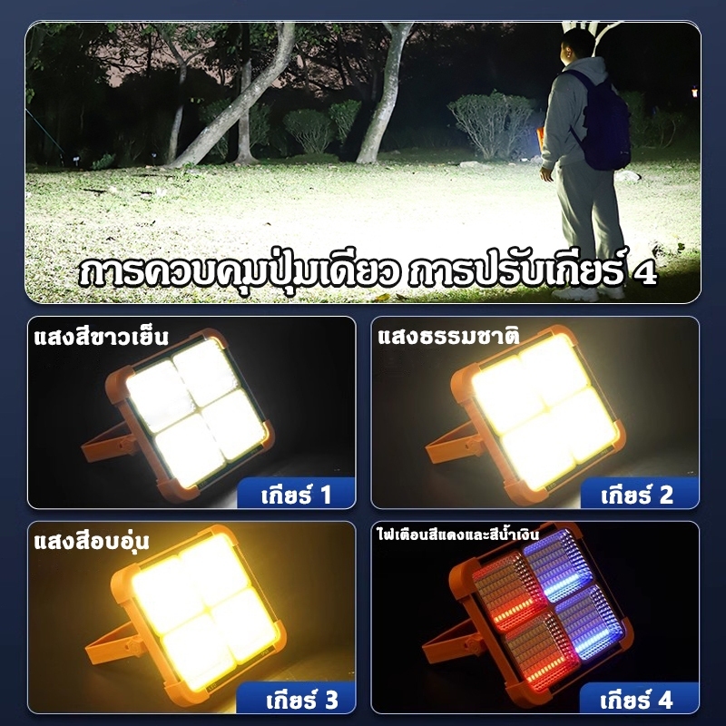 KKSKY Solar light outdoor ไฟโซล่าเซลล์ 1แถม1 80000W ไฟฉุกเฉิน สปอตไลท์พกพา ไฟพกพาอเนกประสง ไฟฉุกเฉินในบ้าน กันน้ำ - รูปที่ 7
