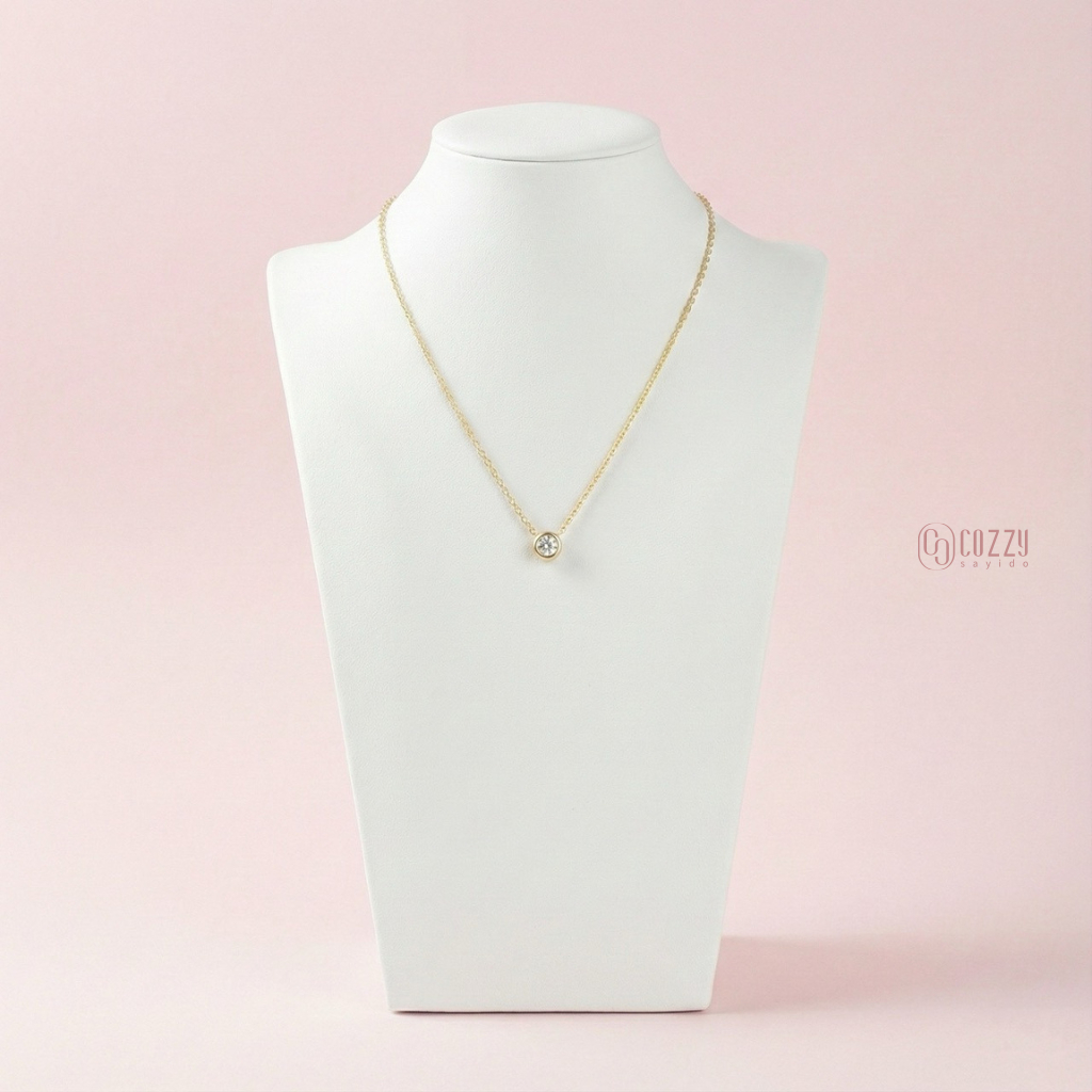 CozzySayido สร้อยคอจี้เพชรกลมครอบ มินิมอลน่ารัก รูปที่ 4