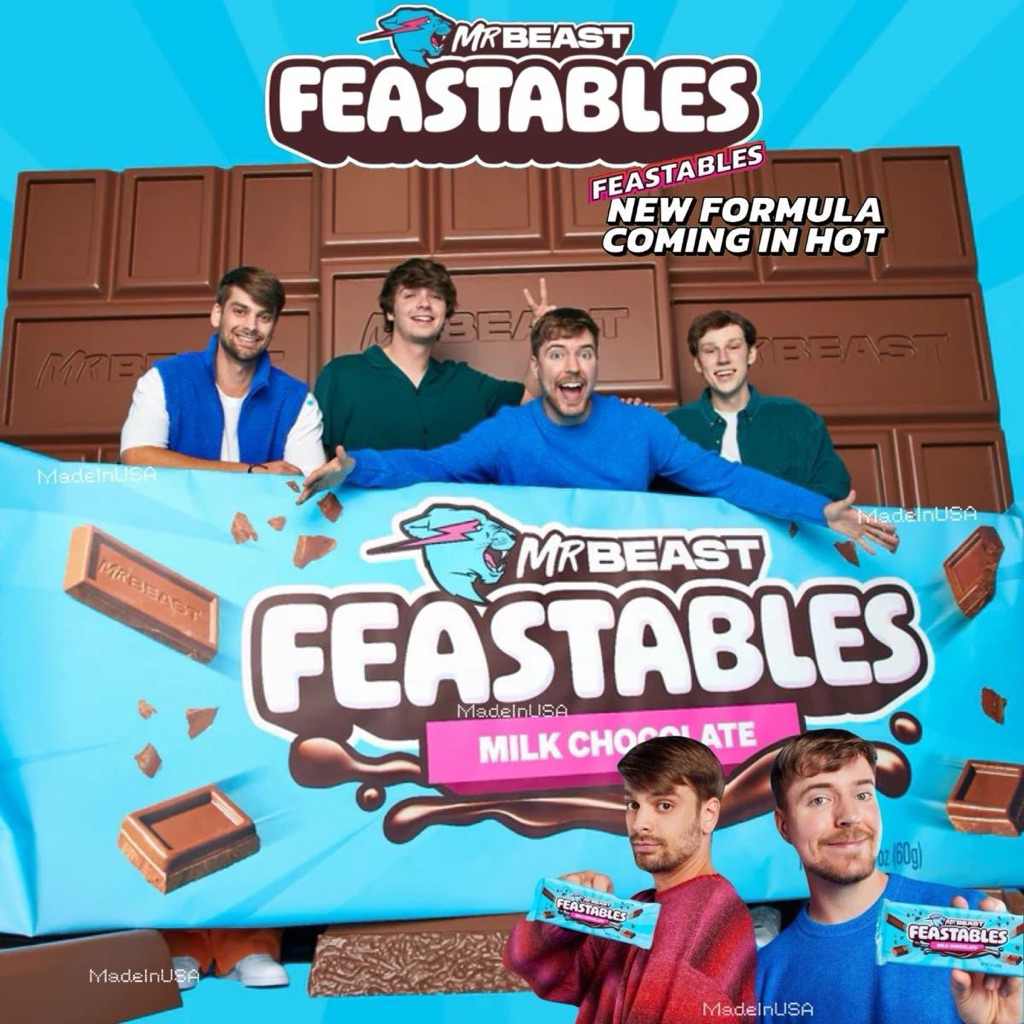พร้อมส่ง 🍫 ถูกสุดในไทย! 🇺🇸 ช็อกโกแลตมิสเตอร์บีส สุดฮิต MrBeast Feastables Chocolate Bar