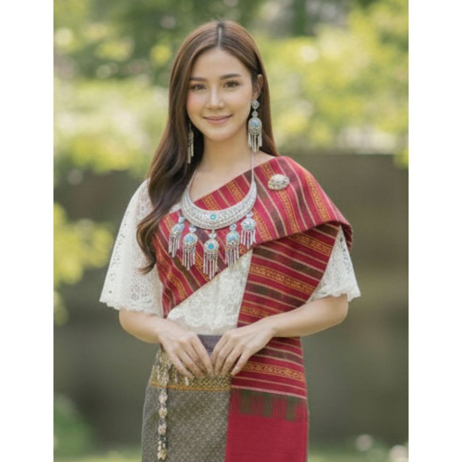 สร้อยคอ+ต่างหู แฟชั่น รหัส NLE สร้อยคอตอกลายพร้อมต่างหู แบบคู่ นางรำ