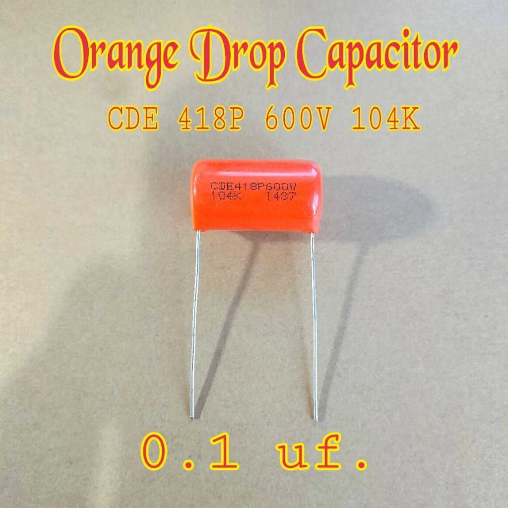 Orange drop capacitor CDE 418P 600V 104K (0.1uf.) 1 Pcs. Guitar & Bass