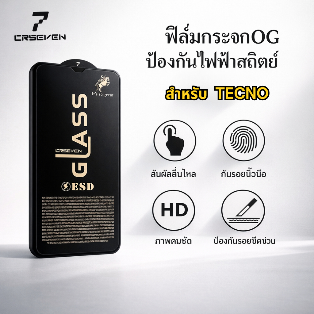 JC168 ฟิล์มกระจกเต็มจอ งานOG แบบเเผ่น สำหรับ Tecno camon20 camon20pro