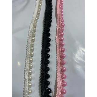 ยกเส้น10หลา ระบายมุกสีขาว มุกขาวตกแต่ง ระบายมุกตกแต่งM01