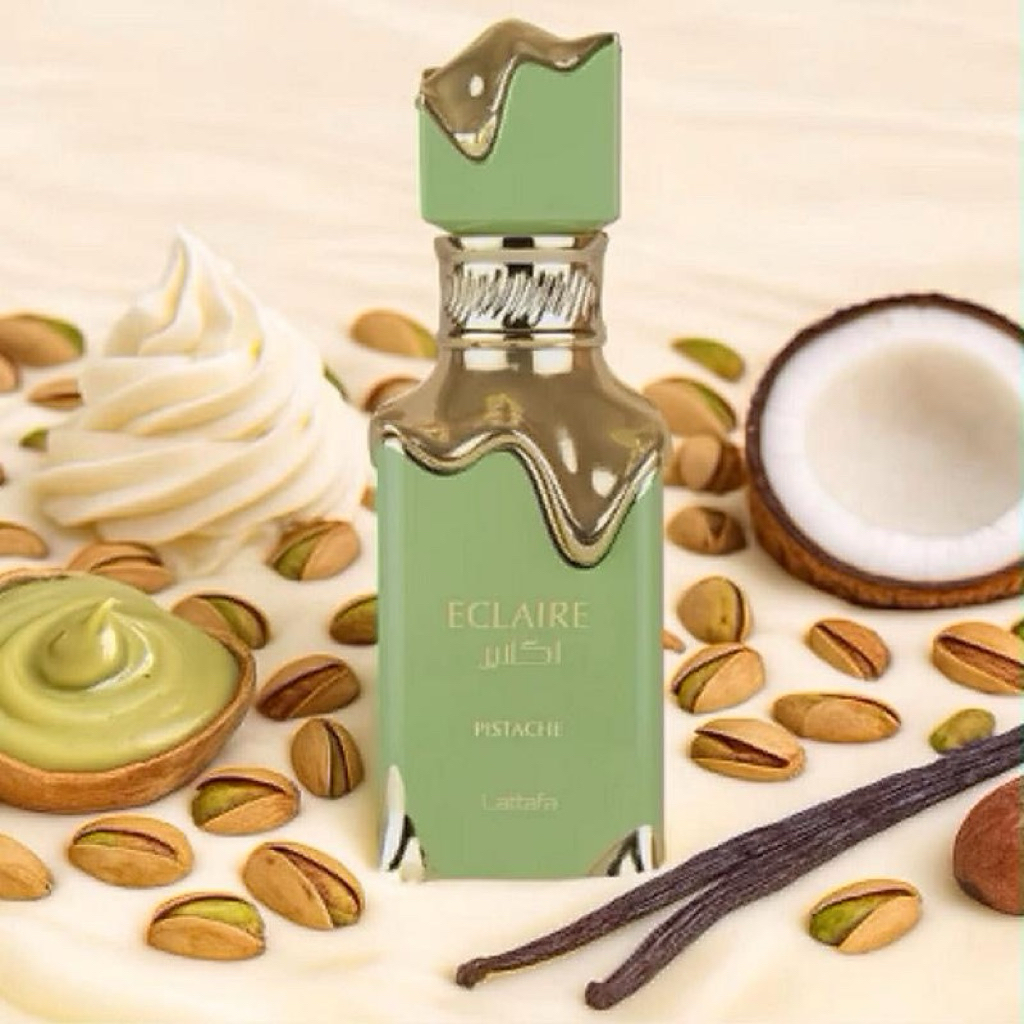 น้ำหอม Lattafa Eclaire Pistache พิสตาชิโอ มีเเบ่งขาย 100 ML หอมหวาน เน้นกลิ่นถั่วพิสตาชิโอ คล้ายขนม 