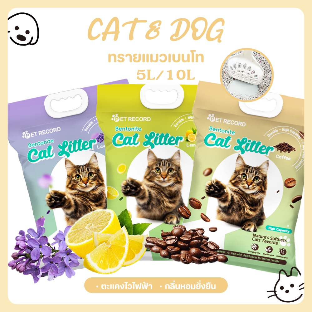 【CAT&DOG】ทรายแมว 10ลิตร 5ลิตร  กลิ่นเบนโทไนท์ 100% ป้องกันการเจริญเติบโตของแบคทีเรีย