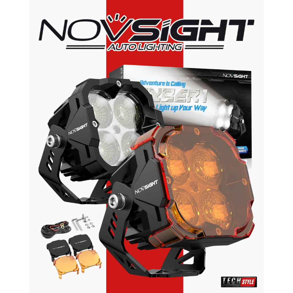 Novsight ไฟสปอร์ตไลท์  มีฝาครอบ ชิฟ Osram มาตรฐานกันน้ำ IP68 พร้อมอุปกรณ์ติดตั้ง