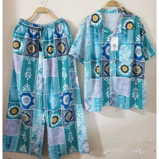 ชุดเชตผ้าไหมอิตาลีคอปก บิ้กไชส์ อก 46 นิ้ว ผ้าใส่สบาย