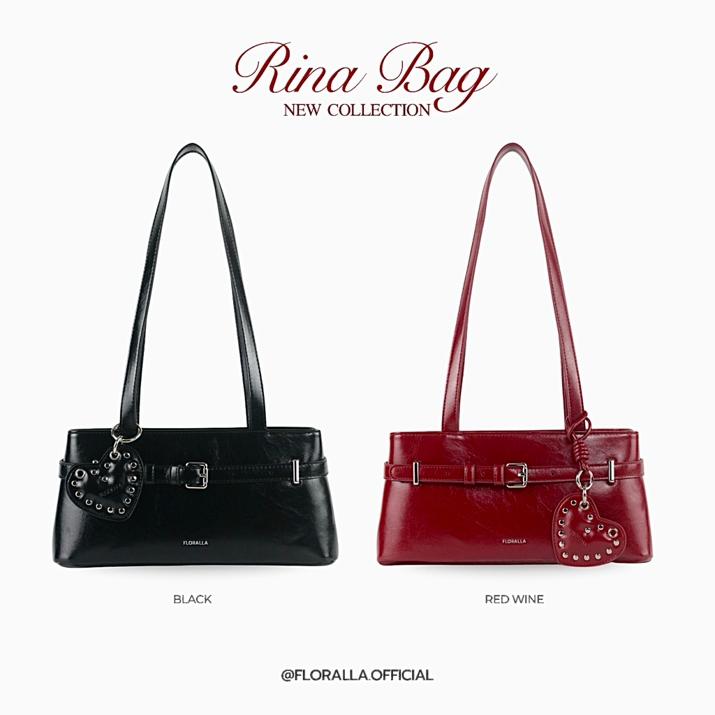 FLORALLA - Rina bag ใหม่! กระเป๋าสะพายข้าง (Heart Stud Charm ของแถมเฉพาะสีใหม่)