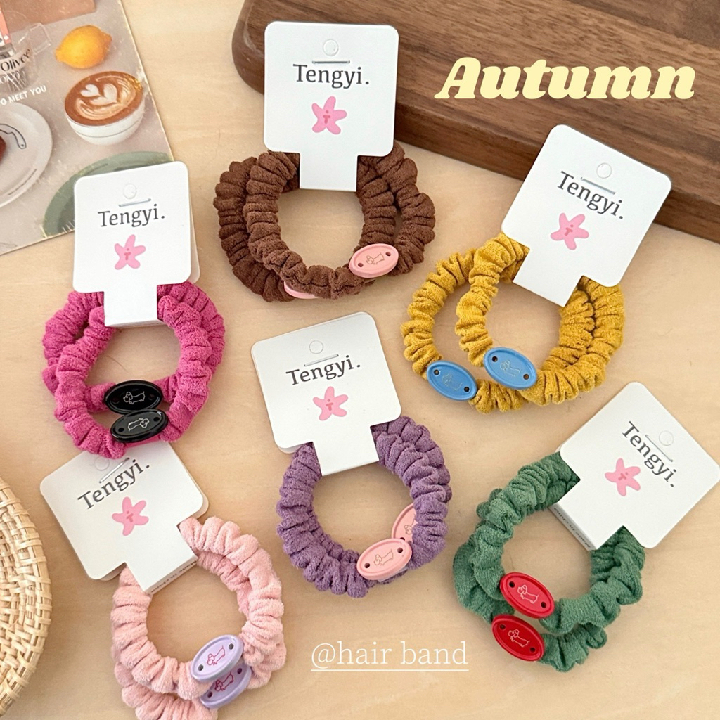 Cute 460 ยางมัดผม ยางรัดผม หนังยางย่น 2 ชิ้น/แพ็ค